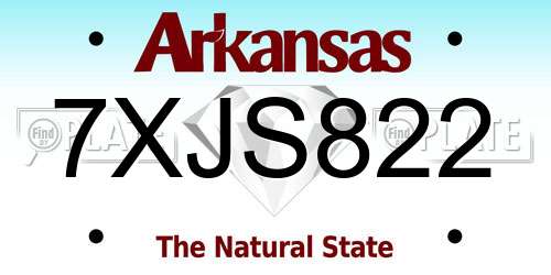 7XJS822 Arkansas License Plate