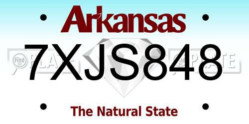 7XJS848 Arkansas License Plate