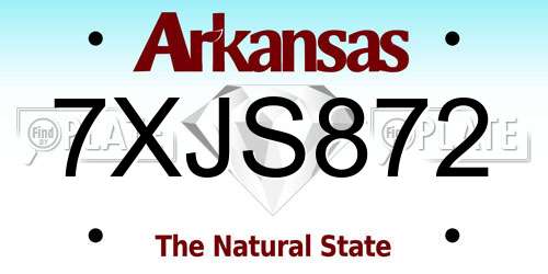 7XJS872 Arkansas License Plate