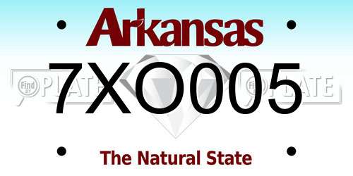 7XO005 Arkansas License Plate