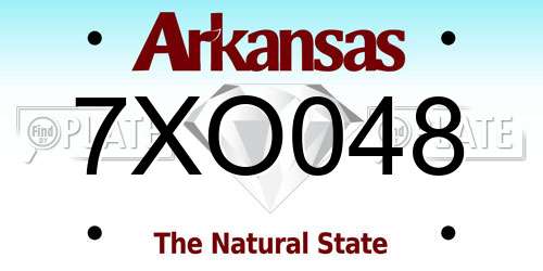 7XO048 Arkansas License Plate