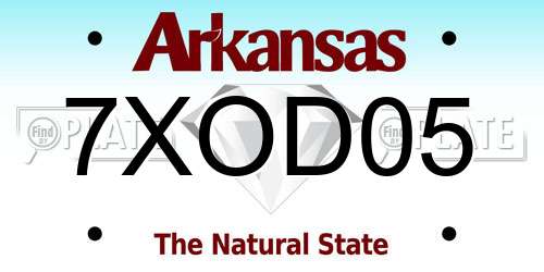 7XOD05 Arkansas License Plate