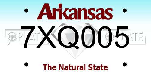 7XQ005 Arkansas License Plate