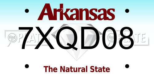 7XQD08 Arkansas License Plate