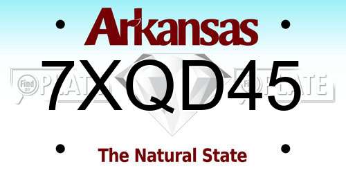 7XQD45 Arkansas License Plate