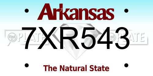 7XR543 Arkansas License Plate