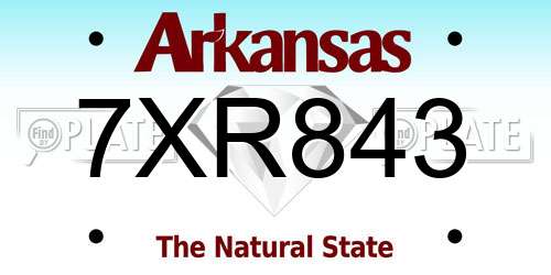 7XR843 Arkansas License Plate