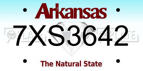 7XS3642 Arkansas License Plate