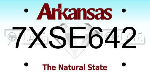7XSE642 Arkansas License Plate
