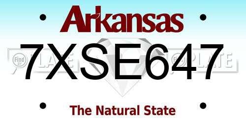 7XSE647 Arkansas License Plate