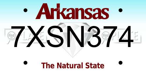 7XSN374 Arkansas License Plate