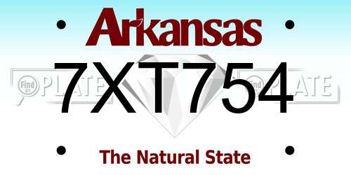 7XT754 Arkansas License Plate