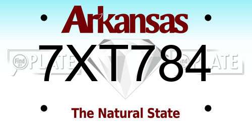 7XT784 Arkansas License Plate