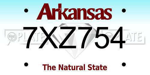 7XZ754 Arkansas License Plate