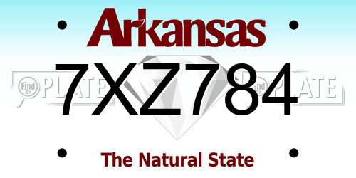 7XZ784 Arkansas License Plate