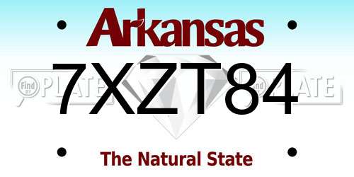 7XZT84 Arkansas License Plate
