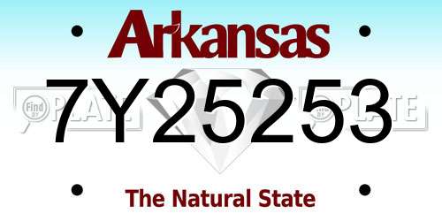 7Y25253 Arkansas License Plate