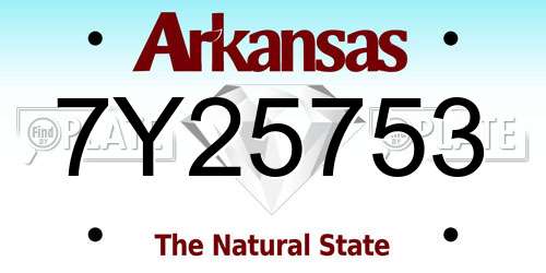 7Y25753 Arkansas License Plate