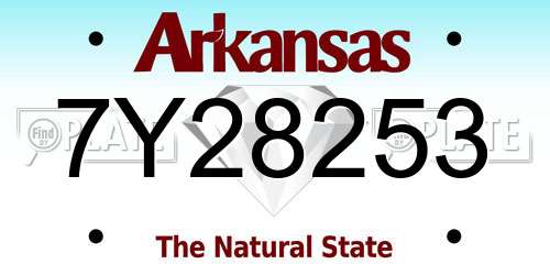7Y28253 Arkansas License Plate
