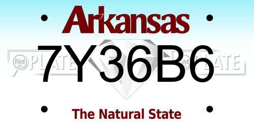 7Y36B6 Arkansas License Plate