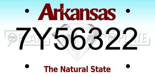 7Y56322 Arkansas License Plate