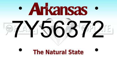 7Y56372 Arkansas License Plate