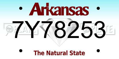 7Y78253 Arkansas License Plate