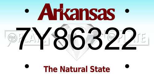 7Y86322 Arkansas License Plate