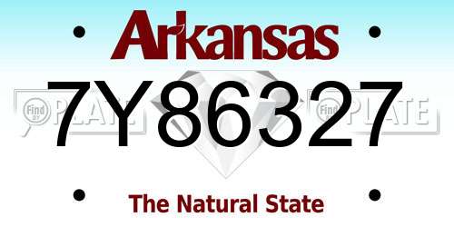 7Y86327 Arkansas License Plate