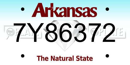 7Y86372 Arkansas License Plate
