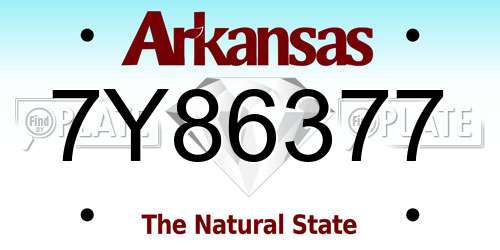 7Y86377 Arkansas License Plate