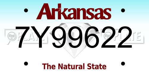 7Y99622 Arkansas License Plate