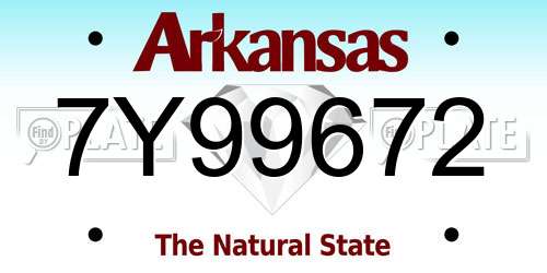 7Y99672 Arkansas License Plate