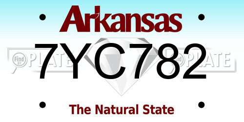 7YC782 Arkansas License Plate