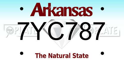 7YC787 Arkansas License Plate