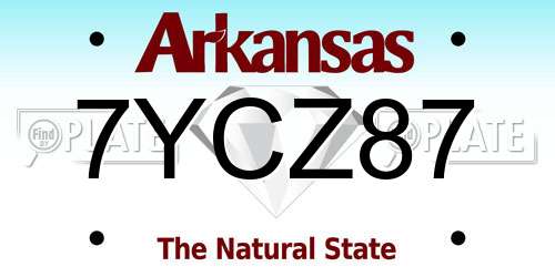 7YCZ87 Arkansas License Plate
