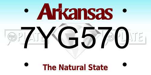 7YG570 Arkansas License Plate