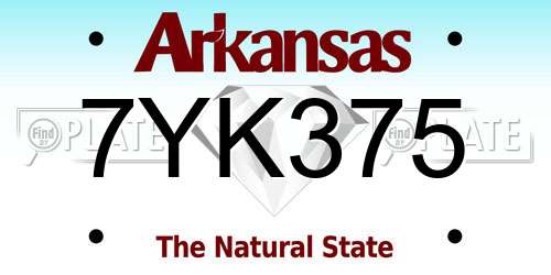 7YK375 Arkansas License Plate