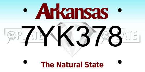 7YK378 Arkansas License Plate