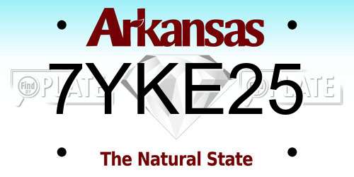 7YKE25 Arkansas License Plate