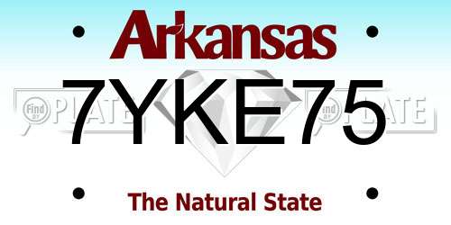 7YKE75 Arkansas License Plate