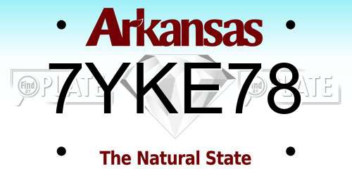 7YKE78 Arkansas License Plate