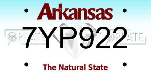 7YP922 Arkansas License Plate