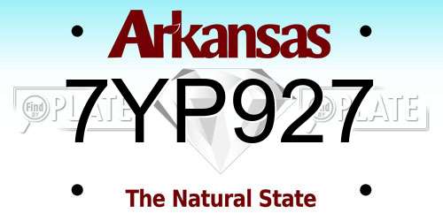7YP927 Arkansas License Plate