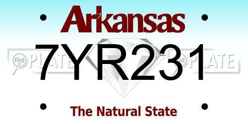 7YR231 Arkansas License Plate
