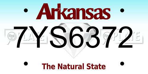 7YS6372 Arkansas License Plate