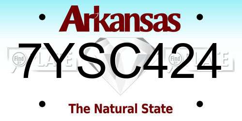 7YSC424 Arkansas License Plate