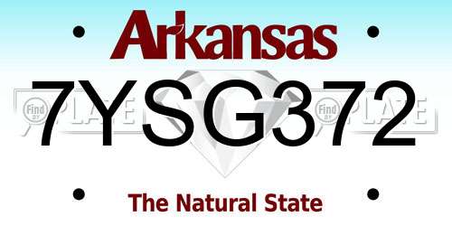 7YSG372 Arkansas License Plate
