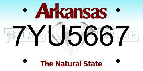 7YU5667 Arkansas License Plate
