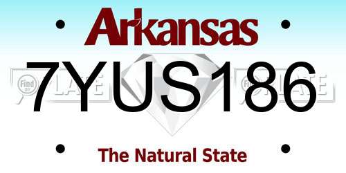 7YUS186 Arkansas License Plate